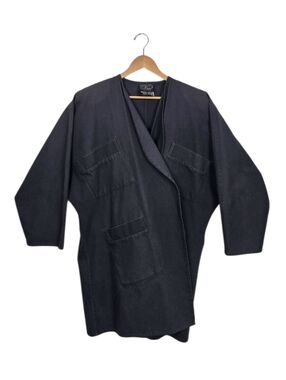 Yeohlee NY Vintage Cocoon Jacket Gray Canvas Kimono Sleeve Avant Garde Coat OS